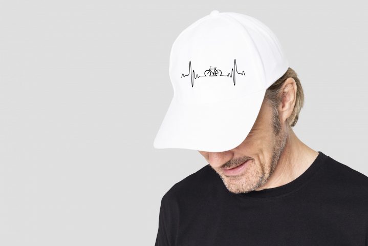 Man in white cap for men’s apparel shoot